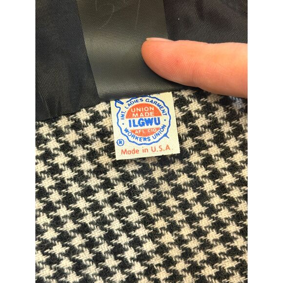 Vtg 80's Union Made Wool Power Suit Set Womens Size 6 Houndstooth preppy peplum - Picture 15 of 16